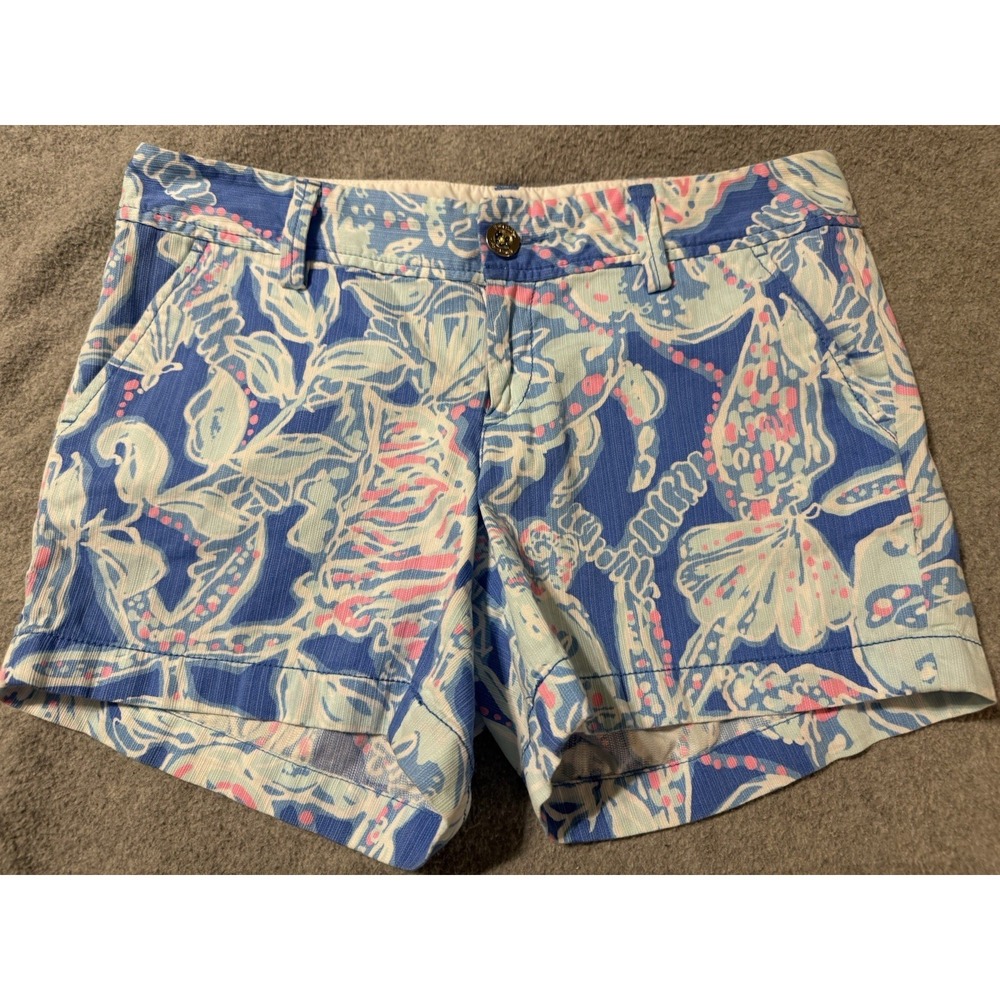 Lily Pulitzer Bay Blue Cotton Callahan Shorts Beach Golf Casual Women's 6 - Picture 12 of 16